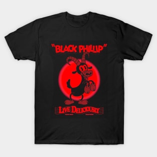 Black Phillip - Live Deliciously - Vintage Cartoophilin Goat RED T-Shirt